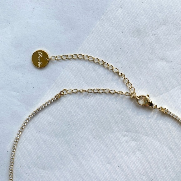 The Sis Kiss Princess Tennis Necklace in Gold & Clear Rhinestones - Picture 5 of 5